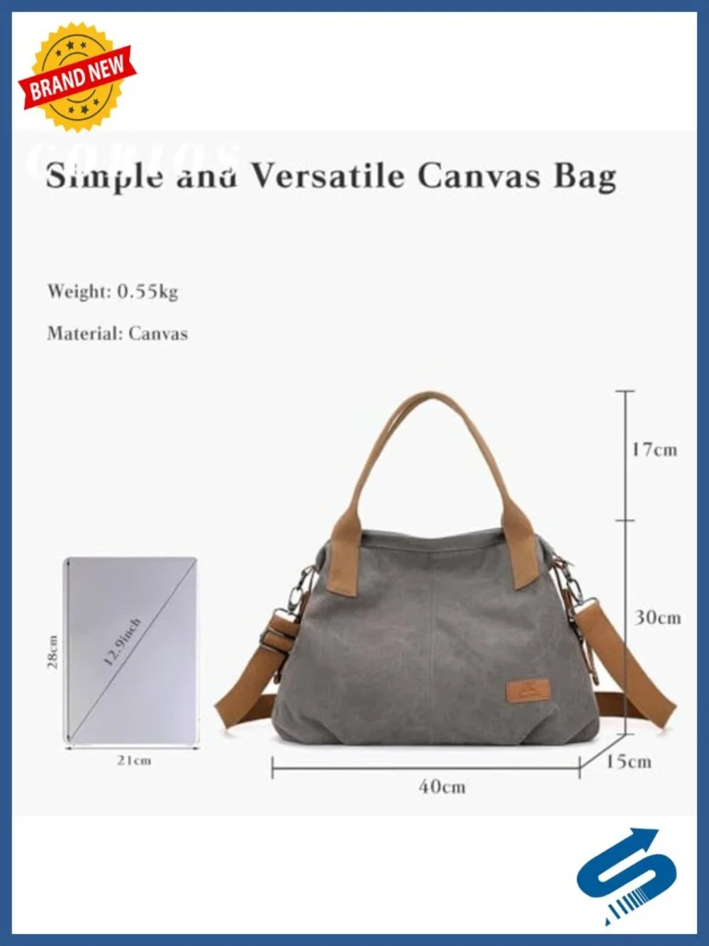 Women Canvas Shoulder Bag Large Crossbody Tote Satchel Messenger Casual Handbag
